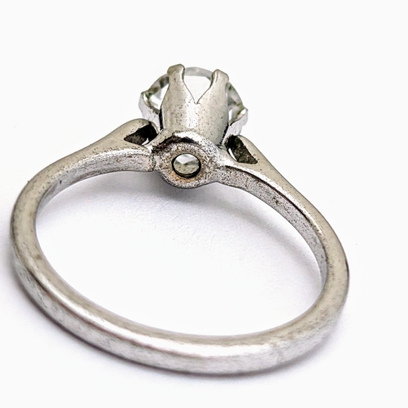 Vintage 40s 50s Signed Uncus Size 9 Sterling Silver 1 CT CZ Engagement Ring - Picture 7 of 9